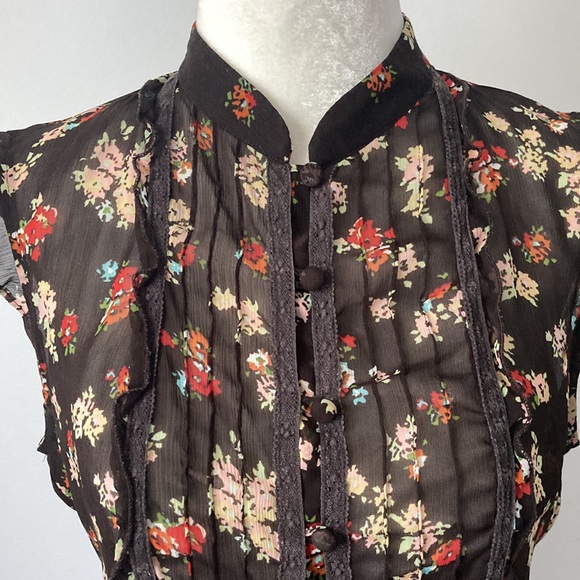 New York & Company Sheer Button Down Top - Picture 3 of 10